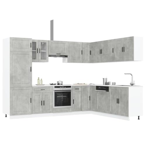 QINXIXINAIXI 14-TLG. Küchenschrank-Set Porto Betongrau Holzwerkstoff 14-teilige Küchenzeile mit viel Stauraum und verstellbaren Füßen für optimale Organisation QINXIXINAIXI 14-TLG. Küchenschrank-Set Porto Betongrau Holzwerkstoff 14-teilige Küchenzeile mit viel Stauraum und verstellbaren Füßen für optimale Organisation von QINXIXINAIXI