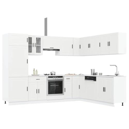 QINXIXINAIXI 14-TLG. Küchenschrank-Set Porto Weiß Holzwerkstoff 14-teilige Küchenzeile mit viel Stauraum und verstellbaren Füßen für optimale Organisation QINXIXINAIXI 14-TLG. Küchenschrank-Set Porto Weiß Holzwerkstoff 14-teilige Küchenzeile mit viel Stauraum und verstellbaren Füßen für optimale Organisation von QINXIXINAIXI