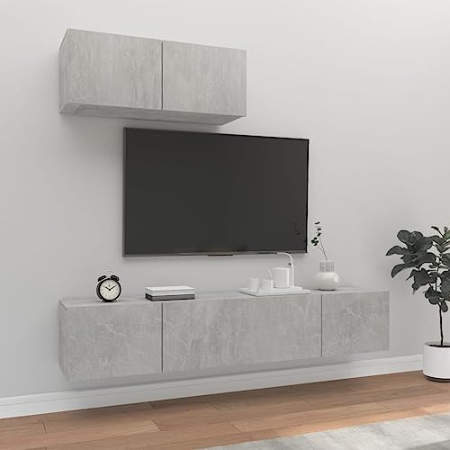 QINXIXINAIXI 3-TLG. TV-Schrank-Set Betongrau Holzwerkstoff Fernseher Schrank Sideboard Wohnzimmer kommode Fernseher kommode QINXIXINAIXI 3-TLG. TV-Schrank-Set Betongrau Holzwerkstoff Fernseher Schrank Sideboard Wohnzimmer kommode Fernseher kommode von QINXIXINAIXI