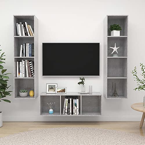 QINXIXINAIXI 3-TLG. TV-Schrank-Set Betongrau Holzwerkstoff Fernsehschrank wohnzimmerschrank Fernsehtisch tv kommode QINXIXINAIXI 3-TLG. TV-Schrank-Set Betongrau Holzwerkstoff Fernsehschrank wohnzimmerschrank Fernsehtisch tv kommode von QINXIXINAIXI