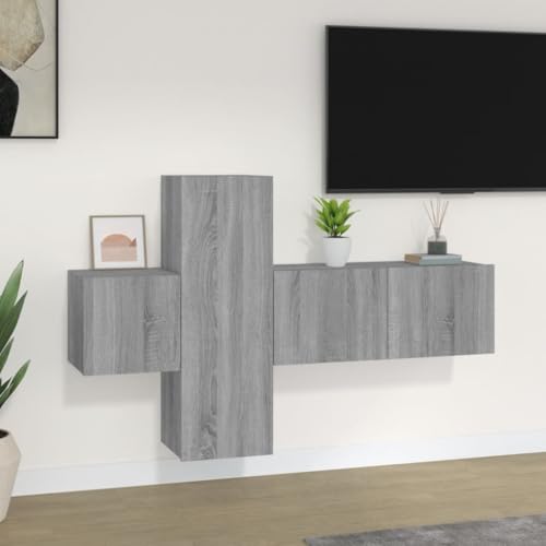 QINXIXINAIXI 3-TLG. TV-Schrank-Set Grau Sonoma Holzwerkstoff wohnzimmerschrank Fernseher Schrank lowboard Couchtisch von QINXIXINAIXI