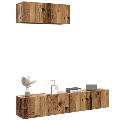QINXIXINAIXI 3-TLG. TV-Schrank-Set Wandmontage Altholz-Optik Holzwerkstoff tv möbel Fernseher Tisch wohnzimmerschrank tv unterschrank von QINXIXINAIXI