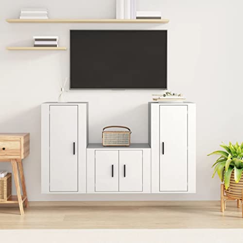 QINXIXINAIXI 3-TLG. TV-Schrank-Set Weiß Holzwerkstoff tv ständer lowboard Fernsehschrank HiFi Rack QINXIXINAIXI 3-TLG. TV-Schrank-Set Weiß Holzwerkstoff tv ständer lowboard Fernsehschrank HiFi Rack von QINXIXINAIXI