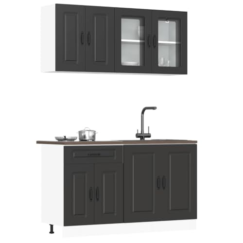 QINXIXINAIXI 4-TLG. Küchenschrank-Set Kalmar Schwarz Holzwerkstoff 4-teilige Küchenzeile mit Stauraum, verstellbaren Füßen und pflegeleichter Oberfläche QINXIXINAIXI 4-TLG. Küchenschrank-Set Kalmar Schwarz Holzwerkstoff 4-teilige Küchenzeile mit Stauraum, verstellbaren Füßen und pflegeleichter Oberfläche von QINXIXINAIXI