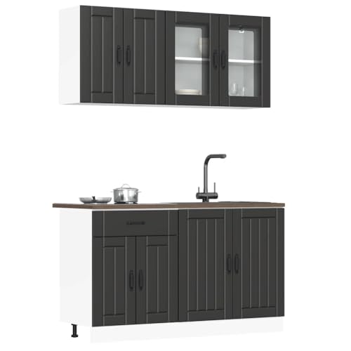 QINXIXINAIXI 4-TLG. Küchenschrank-Set Lucca Schwarz Holzwerkstoff 4-teilige Küchenzeile mit Stauraum, verstellbaren Füßen und pflegeleichter Oberfläche QINXIXINAIXI 4-TLG. Küchenschrank-Set Lucca Schwarz Holzwerkstoff 4-teilige Küchenzeile mit Stauraum, verstellbaren Füßen und pflegeleichter Oberfläche von QINXIXINAIXI