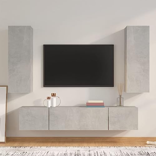 QINXIXINAIXI 4-TLG. TV-Schrank-Set Betongrau Holzwerkstoff Fernseher kommode tv Cabinet Konsolentisch mit Schubladen tv unterschrank QINXIXINAIXI 4-TLG. TV-Schrank-Set Betongrau Holzwerkstoff Fernseher kommode tv Cabinet Konsolentisch mit Schubladen tv unterschrank von QINXIXINAIXI