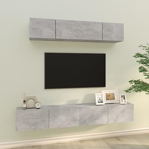 QINXIXINAIXI 4-TLG. TV-Schrank-Set Betongrau Holzwerkstoff tv ständer Konsolentisch mit Schubladen Fernsehtisch Couchtisch QINXIXINAIXI 4-TLG. TV-Schrank-Set Betongrau Holzwerkstoff tv ständer Konsolentisch mit Schubladen Fernsehtisch Couchtisch von QINXIXINAIXI