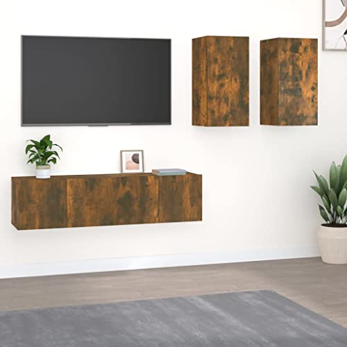 QINXIXINAIXI 4-TLG. TV-Schrank-Set Räuchereiche Holzwerkstoff Konsolentisch mit Schubladen tv Cabinet tv Board Sideboard hängend QINXIXINAIXI 4-TLG. TV-Schrank-Set Räuchereiche Holzwerkstoff Konsolentisch mit Schubladen tv Cabinet tv Board Sideboard hängend von QINXIXINAIXI