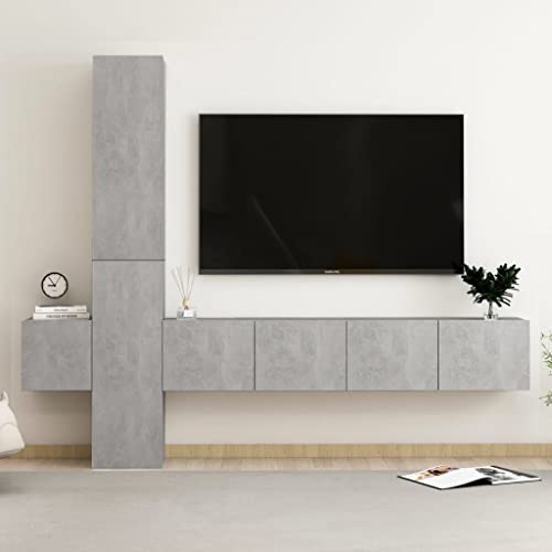 QINXIXINAIXI 5-TLG. TV-Schrank-Set Betongrau Holzwerkstoff lowboard Konsolentisch mit Schubladen tv unterschrank HiFi Rack QINXIXINAIXI 5-TLG. TV-Schrank-Set Betongrau Holzwerkstoff lowboard Konsolentisch mit Schubladen tv unterschrank HiFi Rack von QINXIXINAIXI