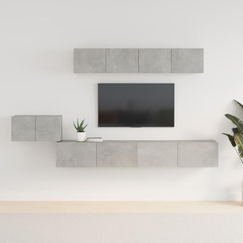 QINXIXINAIXI 5-TLG. TV-Schrank-Set Betongrau Holzwerkstoff tv Cabinet tv Board kommode Sideboard hängend QINXIXINAIXI 5-TLG. TV-Schrank-Set Betongrau Holzwerkstoff tv Cabinet tv Board kommode Sideboard hängend von QINXIXINAIXI