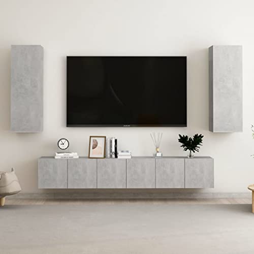 QINXIXINAIXI 5-TLG. TV-Schrank-Set Betongrau Holzwerkstoff tv ständer kommode Fernseher Schrank tv unterschrank QINXIXINAIXI 5-TLG. TV-Schrank-Set Betongrau Holzwerkstoff tv ständer kommode Fernseher Schrank tv unterschrank von QINXIXINAIXI