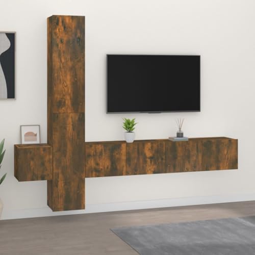 QINXIXINAIXI 5-TLG. TV-Schrank-Set Räuchereiche Holzwerkstoff tv möbel lowboard tv Regal kommode QINXIXINAIXI 5-TLG. TV-Schrank-Set Räuchereiche Holzwerkstoff tv möbel lowboard tv Regal kommode von QINXIXINAIXI