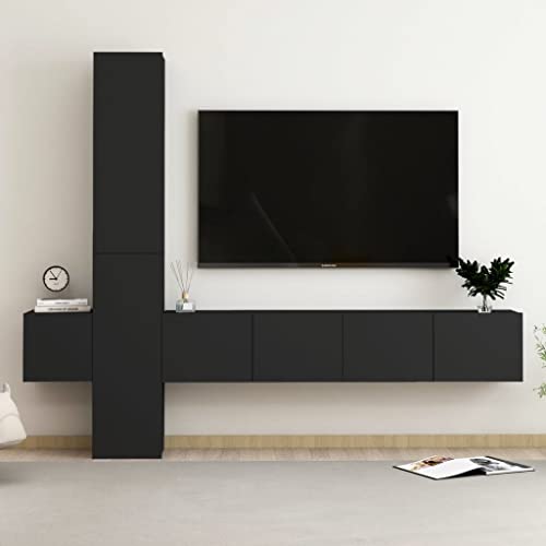 QINXIXINAIXI 5-TLG. TV-Schrank-Set Schwarz Holzwerkstoff Fernseher Schrank Sideboard hängend Sideboard Wohnzimmer tv kommode QINXIXINAIXI 5-TLG. TV-Schrank-Set Schwarz Holzwerkstoff Fernseher Schrank Sideboard hängend Sideboard Wohnzimmer tv kommode von QINXIXINAIXI