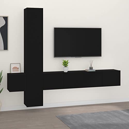 QINXIXINAIXI 5-TLG. TV-Schrank-Set Schwarz Holzwerkstoff Konsolentisch mit Schubladen tv kommode Fernseher kommode tv Bank QINXIXINAIXI 5-TLG. TV-Schrank-Set Schwarz Holzwerkstoff Konsolentisch mit Schubladen tv kommode Fernseher kommode tv Bank von QINXIXINAIXI