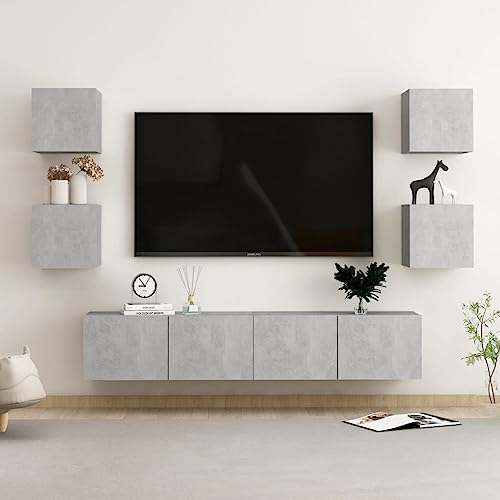 QINXIXINAIXI 6-TLG. TV-Schrank-Set Betongrau Holzwerkstoff Konsolentisch mit Schubladen Fernsehschrank wohnzimmerschrank tv Cabinet QINXIXINAIXI 6-TLG. TV-Schrank-Set Betongrau Holzwerkstoff Konsolentisch mit Schubladen Fernsehschrank wohnzimmerschrank tv Cabinet von QINXIXINAIXI