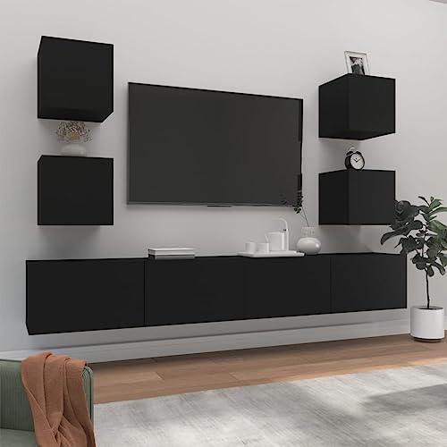 QINXIXINAIXI 6-TLG. TV-Schrank-Set Schwarz Holzwerkstoff Sideboard Wohnzimmer Fernsehschrank tv Board tv unterschrank QINXIXINAIXI 6-TLG. TV-Schrank-Set Schwarz Holzwerkstoff Sideboard Wohnzimmer Fernsehschrank tv Board tv unterschrank von QINXIXINAIXI