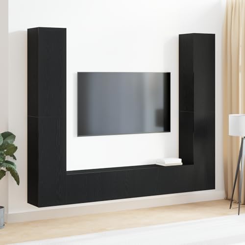 QINXIXINAIXI 6-teiliges TV-Schranksystem - Wandmontage, Schwarz Eiche Holzwerkstoff tv Cabinet Konsolentisch mit Schubladen Fernsehschrank lowboard QINXIXINAIXI 6-teiliges TV-Schranksystem - Wandmontage, Schwarz Eiche Holzwerkstoff tv Cabinet Konsolentisch mit Schubladen Fernsehschrank lowboard von QINXIXINAIXI