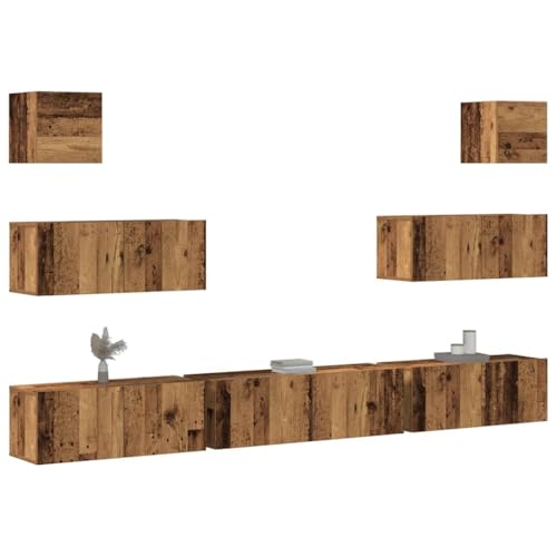 QINXIXINAIXI 7-TLG. TV-Schrank-Set Wandmontage Altholz-Optik Holzwerkstoff tv ständer Sideboard Wohnzimmer Fernseher Tisch Fernseher Schrank QINXIXINAIXI 7-TLG. TV-Schrank-Set Wandmontage Altholz-Optik Holzwerkstoff tv ständer Sideboard Wohnzimmer Fernseher Tisch Fernseher Schrank von QINXIXINAIXI