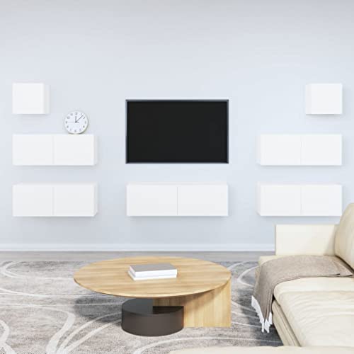 QINXIXINAIXI 7-TLG. TV-Schrank-Set Weiß Holzwerkstoff Sideboard Wohnzimmer Fernsehschrank kommode lowboard von QINXIXINAIXI