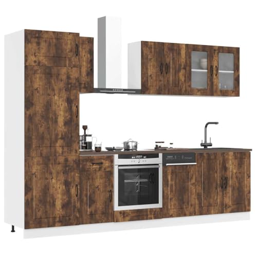 QINXIXINAIXI 8-TLG. Küchenschrank-Set Kalmar Räuchereiche Holzwerkstoff 8-teilige Küchenzeile mit viel Stauraum und verstellbaren Füßen für optimale Organisation QINXIXINAIXI 8-TLG. Küchenschrank-Set Kalmar Räuchereiche Holzwerkstoff 8-teilige Küchenzeile mit viel Stauraum und verstellbaren Füßen für optimale Organisation von QINXIXINAIXI