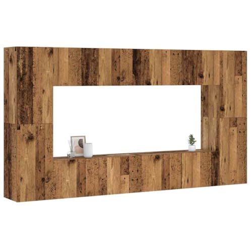 QINXIXINAIXI 8-TLG. TV-Schrank-Set Wandmontage Altholz-Optik Holzwerkstoff Couchtisch Sideboard hängend HiFi Rack Sideboard tv von QINXIXINAIXI