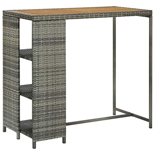QINXIXINAIXI Bartisch mit Regal Grau Tafel Dinner Table für Küche 120x60x110 cm Poly Rattan QINXIXINAIXI Bartisch mit Regal Grau Tafel Dinner Table für Küche 120x60x110 cm Poly Rattan von QINXIXINAIXI
