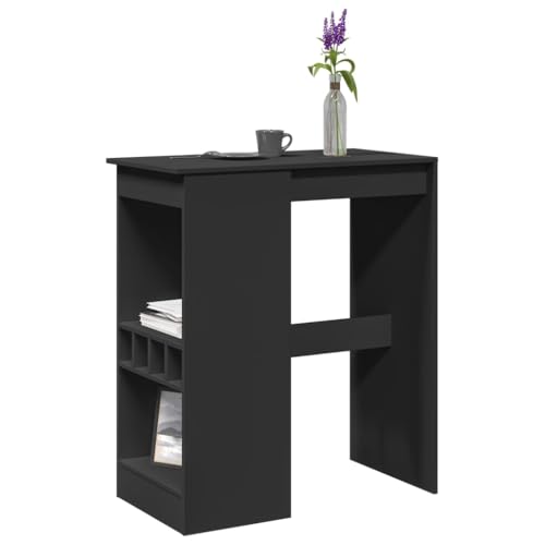 QINXIXINAIXI Bartisch mit Regal Schwarz Massiver Esstisch Esszimmertisch für Innenraum 90x47,5x103,5 cm Holzwerkstoff von QINXIXINAIXI