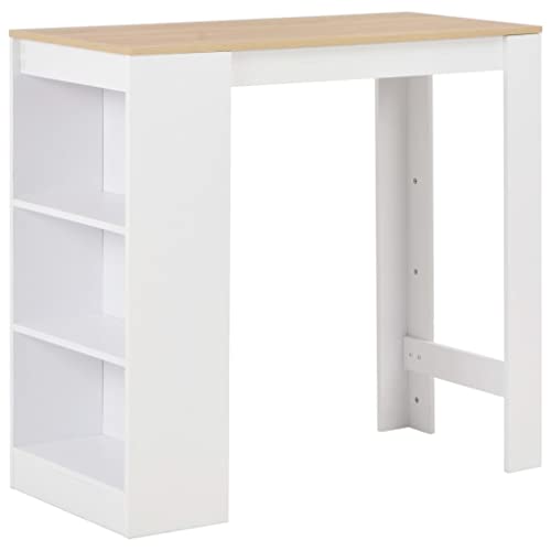 QINXIXINAIXI Bartisch mit Regal Weiß Esstisch Dinner Table für Innenraum 110x50x103 cm QINXIXINAIXI Bartisch mit Regal Weiß Esstisch Dinner Table für Innenraum 110x50x103 cm von QINXIXINAIXI