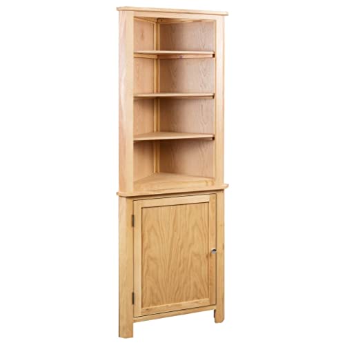 QINXIXINAIXI Eckschrank aus Eichenholz für Küche & Wohnzimmer, Eckregal mit Stauraum für Bücher und Deko, Massivholz MDF Regal für 90 Grad Ecke von QINXIXINAIXI