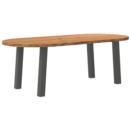QINXIXINAIXI Esstisch Hellbraun Mahlzeitentisch Esszimmertisch für Innenraum 220x100x74 cm Massivholz Eiche Oval von QINXIXINAIXI