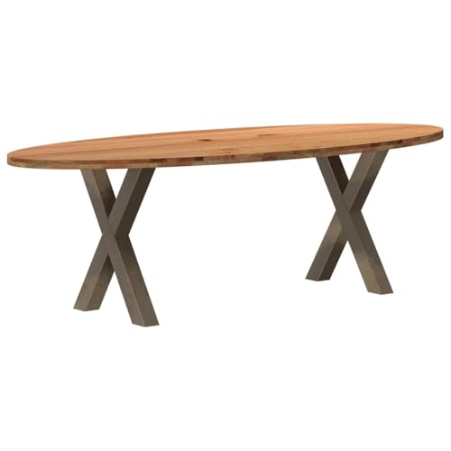 QINXIXINAIXI Esstisch Hellbraun Speisetisch Dinner Table für Innenraum 240x100x74 cm Massivholz Eiche Oval von QINXIXINAIXI