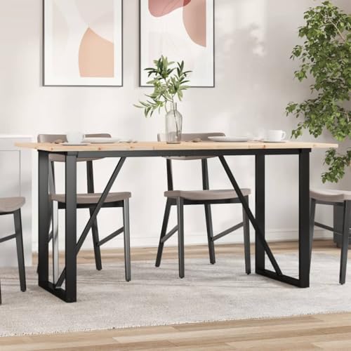 QINXIXINAIXI Esstisch O-Gestell Tisch für Küche Küchentisch für Küche 140x80x75 cm Massivholz Kiefer und Gusseisen von QINXIXINAIXI
