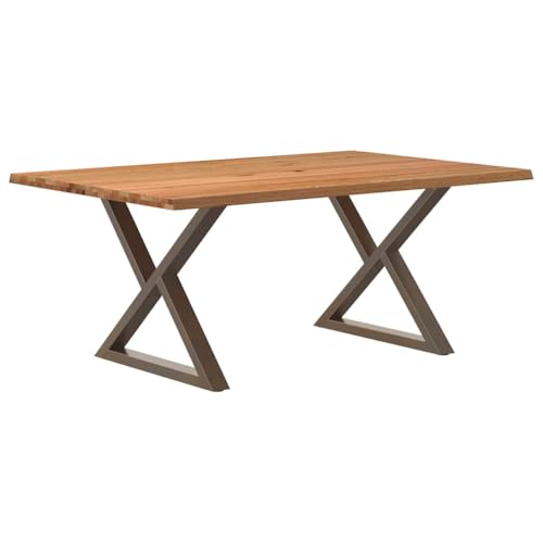 QINXIXINAIXI Esstisch mit Baumkanten Hellbraun Küchentisch Massiver Esstisch für Restaurant 180x120x74cm Massivholz Eiche von QINXIXINAIXI