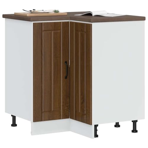 QINXIXINAIXI Küchen-Eckunterschrank Lucca Braun Eichen-Optik Holzwerkstoff Ofenunterschrank mit großem Stauraum und verstellbaren Füßen für Küche QINXIXINAIXI Küchen-Eckunterschrank Lucca Braun Eichen-Optik Holzwerkstoff Ofenunterschrank mit großem Stauraum und verstellbaren Füßen für Küche von QINXIXINAIXI