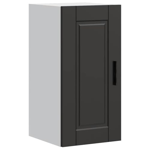 QINXIXINAIXI Küchen-Hängeschrank Porto Schwarz Holzwerkstoff Platzsparender Eckunterschrank mit Stauraum für Küchenutensilien und verstellbaren Füßen von QINXIXINAIXI