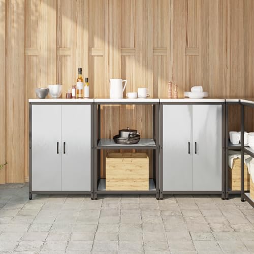 QINXIXINAIXI Küchenlager-Set 3 pcs Silber Industrielles Küchenregal mit Stauraum, Stahlregal für Organisation 180 x 50 x 92 cm Edelstahl von QINXIXINAIXI