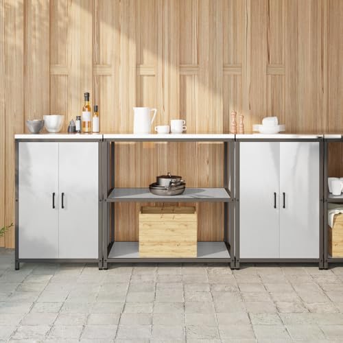 QINXIXINAIXI Küchenlager-Set 3 pcs Silber Industrielles Küchenregal mit Stauraum, Stahlregal für Organisation 210 x 50 x 92 cm Edelstahl QINXIXINAIXI Küchenlager-Set 3 pcs Silber Industrielles Küchenregal mit Stauraum, Stahlregal für Organisation 210 x 50 x 92 cm Edelstahl von QINXIXINAIXI