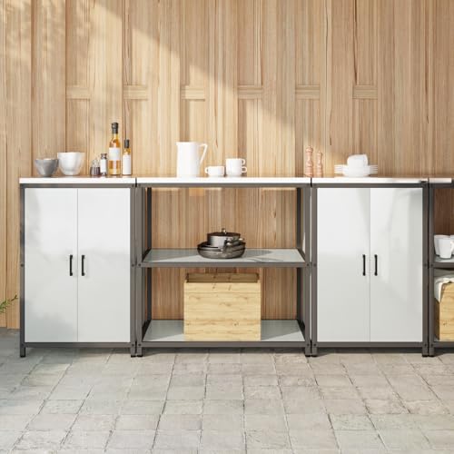 QINXIXINAIXI Küchenlager-Set 3 pcs Silber Industrielles Küchenregal mit Stauraum, Stahlregal für Organisation 210 x 50 x 92 cm Verzinkter Stahl QINXIXINAIXI Küchenlager-Set 3 pcs Silber Industrielles Küchenregal mit Stauraum, Stahlregal für Organisation 210 x 50 x 92 cm Verzinkter Stahl von QINXIXINAIXI