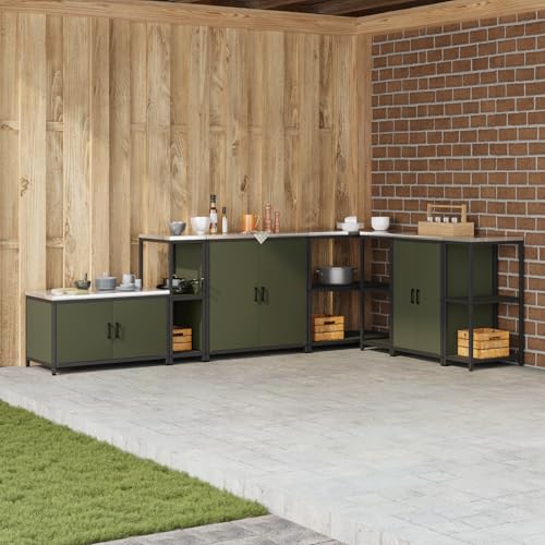QINXIXINAIXI Küchenlageregal mit Regal mit Speicher Olivgrün Modularer Stauraum Schrank mit hitzebeständigem Material für Innen- und Außenbereich 60 x 50 x 92 cm Stahl QINXIXINAIXI Küchenlageregal mit Regal mit Speicher Olivgrün Modularer Stauraum Schrank mit hitzebeständigem Material für Innen- und Außenbereich 60 x 50 x 92 cm Stahl von QINXIXINAIXI