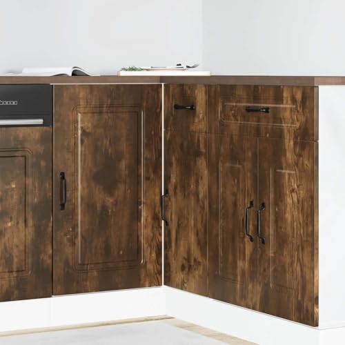 QINXIXINAIXI Küchenunterschrank Kalmar Räuchereiche Holzwerkstoff Ofenunterschrank mit Stauraum, verstellbaren Füßen und platzsparendem Design von QINXIXINAIXI
