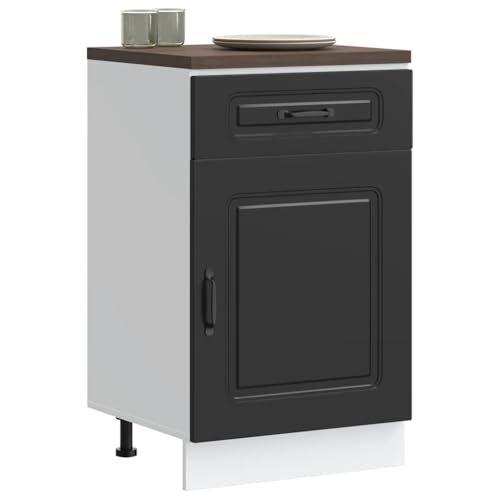 QINXIXINAIXI Küchenunterschrank Kalmar Schwarz Holzwerkstoff Ofenunterschrank mit Stauraum, verstellbaren Füßen und platzsparendem Design von QINXIXINAIXI