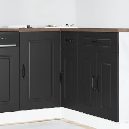 QINXIXINAIXI Küchenunterschrank Kalmar Schwarz Holzwerkstoff Ofenunterschrank mit Stauraum, verstellbaren Füßen und platzsparendem Design von QINXIXINAIXI