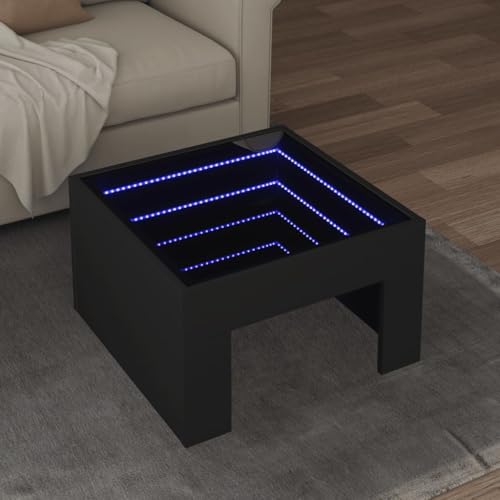 QINXIXINAIXI LED Infinity Spiegel Couchtisch mit RGB Beleuchtung, Beistelltisch Kaffeetisch aus Holzwerkstoff für Wohnzimmer Schlafzimmer von QINXIXINAIXI