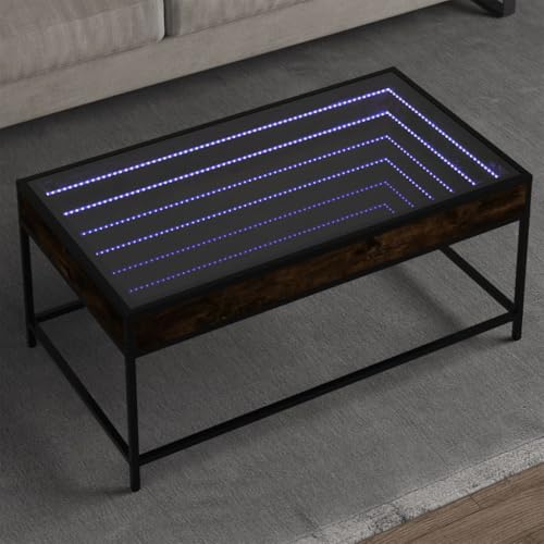 QINXIXINAIXI LED Infinity Spiegel Couchtisch mit RGB Beleuchtung, Beistelltisch Kaffeetisch aus Holzwerkstoff und Metallfüßen für Wohnzimmer Schlafzimmer QINXIXINAIXI LED Infinity Spiegel Couchtisch mit RGB Beleuchtung, Beistelltisch Kaffeetisch aus Holzwerkstoff und Metallfüßen für Wohnzimmer Schlafzimmer von QINXIXINAIXI