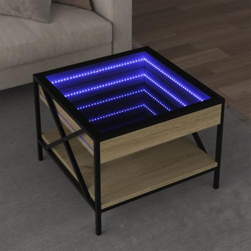 QINXIXINAIXI LED Infinity Spiegel Couchtisch mit RGB Beleuchtung, Beistelltisch Kaffeetisch aus Holzwerkstoff und Metallfüßen für Wohnzimmer Schlafzimmer QINXIXINAIXI LED Infinity Spiegel Couchtisch mit RGB Beleuchtung, Beistelltisch Kaffeetisch aus Holzwerkstoff und Metallfüßen für Wohnzimmer Schlafzimmer von QINXIXINAIXI