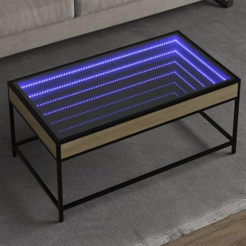 QINXIXINAIXI LED Infinity Spiegel Couchtisch mit RGB Beleuchtung, Beistelltisch Kaffeetisch aus Holzwerkstoff und Metallfüßen für Wohnzimmer Schlafzimmer QINXIXINAIXI LED Infinity Spiegel Couchtisch mit RGB Beleuchtung, Beistelltisch Kaffeetisch aus Holzwerkstoff und Metallfüßen für Wohnzimmer Schlafzimmer von QINXIXINAIXI