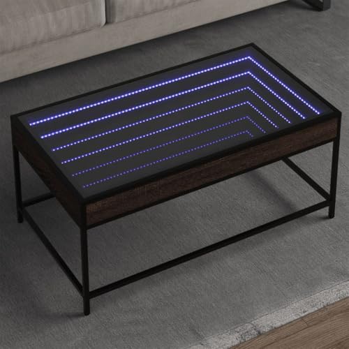 QINXIXINAIXI LED Infinity Spiegel Couchtisch mit RGB Beleuchtung, Beistelltisch Kaffeetisch aus Holzwerkstoff und Metallfüßen für Wohnzimmer Schlafzimmer QINXIXINAIXI LED Infinity Spiegel Couchtisch mit RGB Beleuchtung, Beistelltisch Kaffeetisch aus Holzwerkstoff und Metallfüßen für Wohnzimmer Schlafzimmer von QINXIXINAIXI