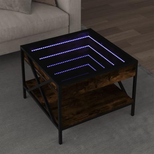 QINXIXINAIXI LED Infinity Spiegel Couchtisch mit RGB Beleuchtung, Beistelltisch Kaffeetisch aus Holzwerkstoff und Metallfüßen für Wohnzimmer Schlafzimmer QINXIXINAIXI LED Infinity Spiegel Couchtisch mit RGB Beleuchtung, Beistelltisch Kaffeetisch aus Holzwerkstoff und Metallfüßen für Wohnzimmer Schlafzimmer von QINXIXINAIXI