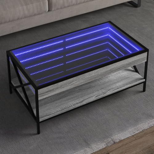 QINXIXINAIXI LED Infinity Spiegel Couchtisch mit RGB Beleuchtung, Beistelltisch Kaffeetisch für Wohnzimmer Schlafzimmer von QINXIXINAIXI