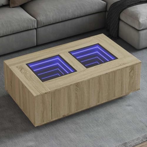 QINXIXINAIXI LED Infinity Spiegel Couchtisch mit RGB Beleuchtung, Beistelltisch aus Holzwerkstoff für Wohnzimmer und Schlafzimmer von QINXIXINAIXI